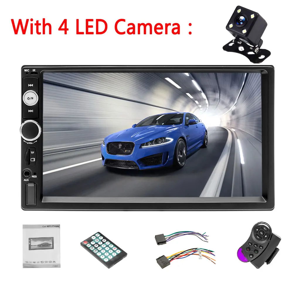 7023B 4 LED Camera Podofo 2 din автомагнитола " Авторадио мультимедийный плеер MP5 Авто Автомагнитола Bluetooth USB монитор резервного копирования 2din Автомагнитола - Цвет: 7023B 4 LED Camera