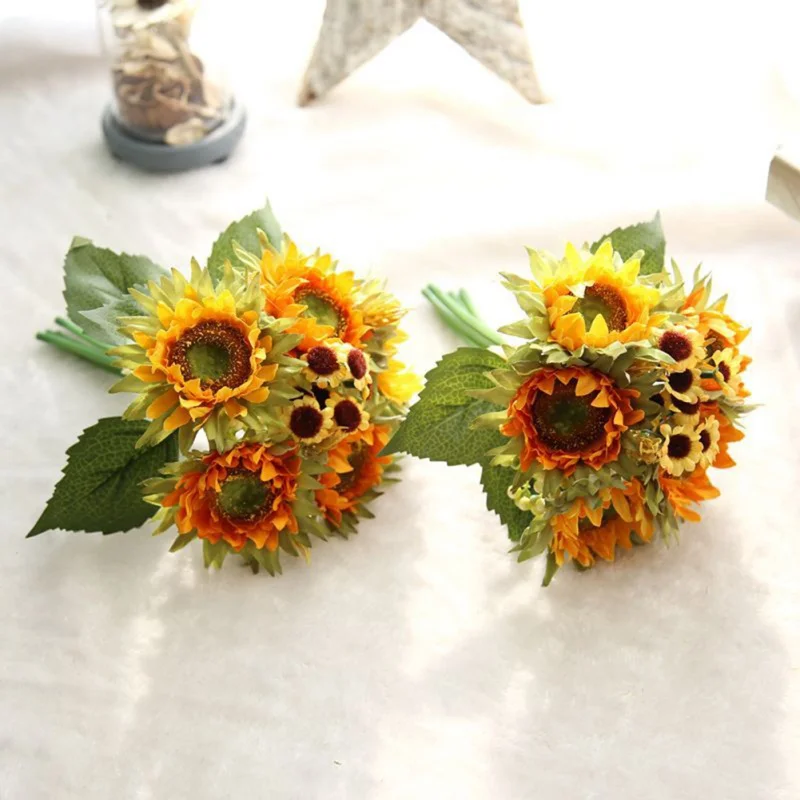 

ZL Artificial Sunflower Fake Sunflower Silk Real Touch Daisy Flower Party Wedding Flowers Desk Decoration