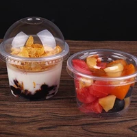 25100pcs 250ml disposable salad cup transparent plastic dessert bowl container with lid for bar cafe home dome lid with hole