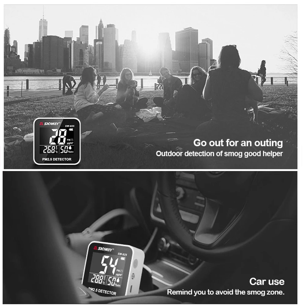 

Digital PM2.5 Air Quality Monitor Detector Gas Analyzer Temperature Humidity Weather Station for Home Office Outdoors Detector