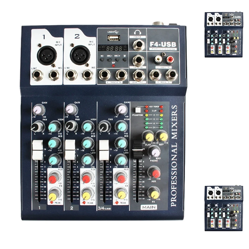 

Audio Mixer,Portable Sound System Mic Line Audio Mixer Console with 48V Phantom Power for Stage Performance