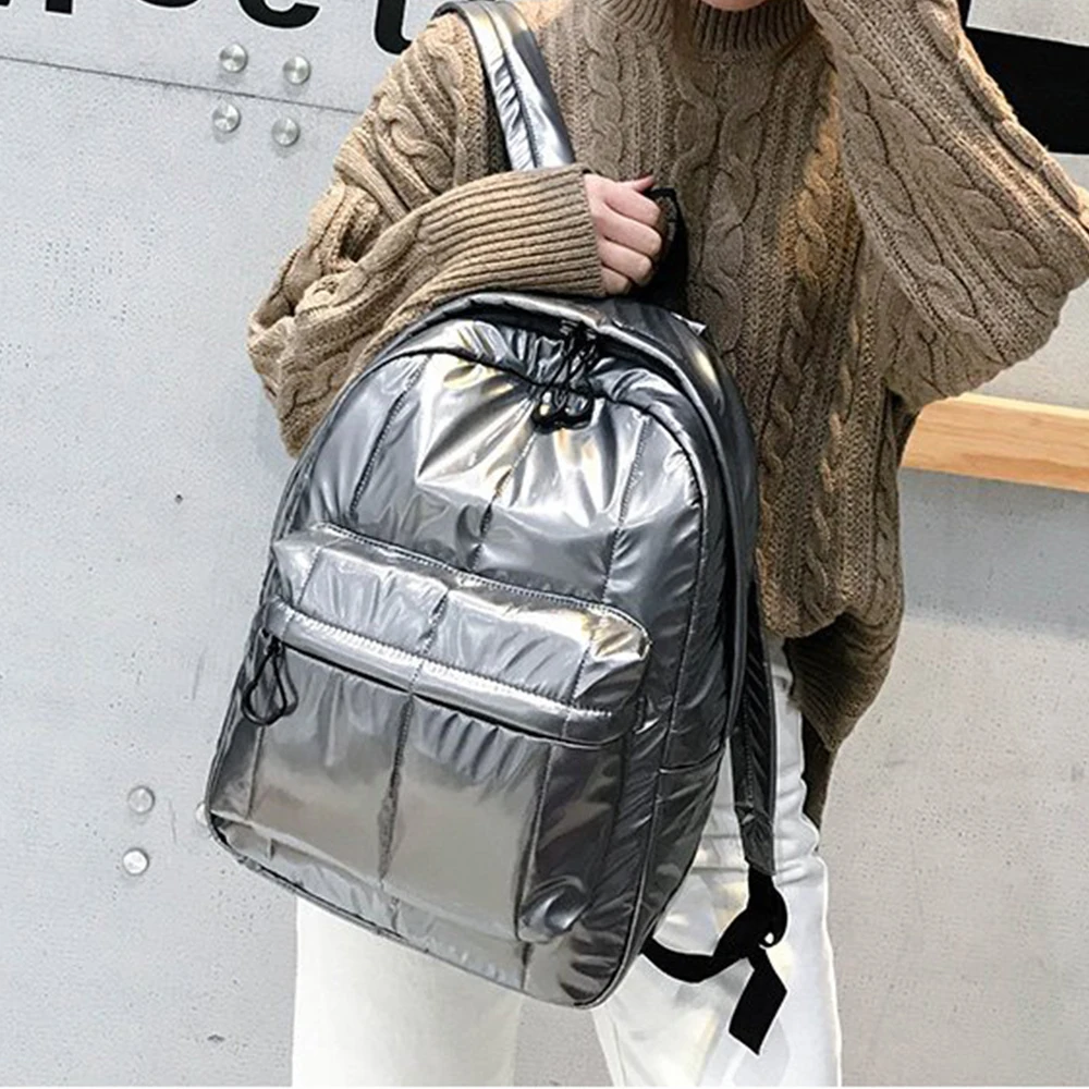 Winter Down Cotton School Bags For Teenager Designer Travel Bag Female Big Purses 2021 New