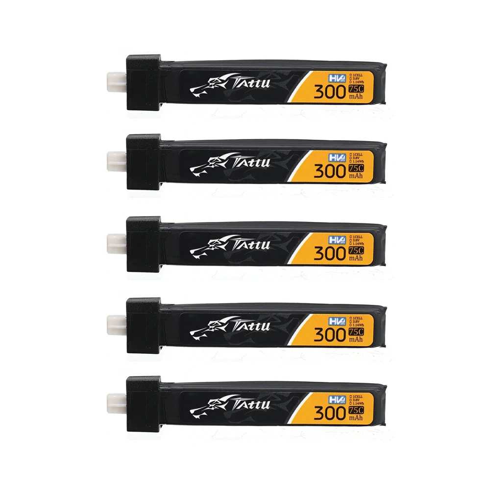 

5PCS TATTU 1S 300mAh 3.8V 75C Lipo Battery With PH2.0 Plug For Eflite Blade Inductrix FPV Betafpv 65S Tiny Whoop Drone RC Parts