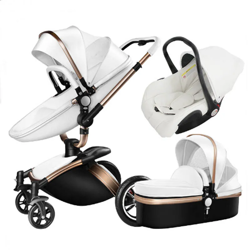 Luxury Baby Stroller 3 In 1  Aulon Baby Stroller Pu Leather Can Sit and Lie Four Seasons Winter  Baby  Strollers
