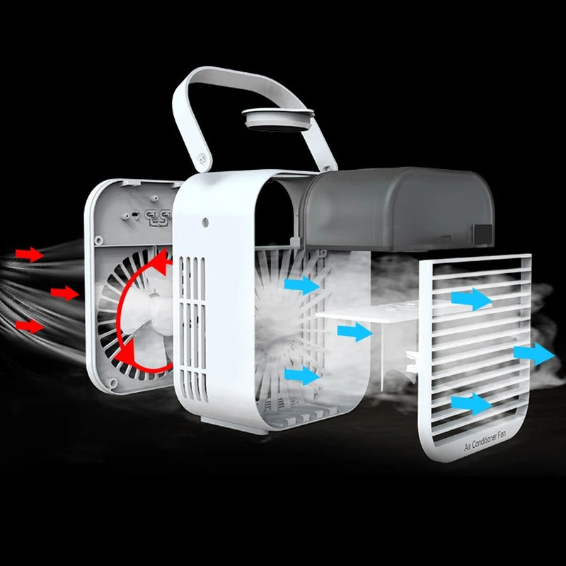 

Portable Air Conditioner, Rechargeable Evaporative Air Conditioner Fan with 3 Speeds with Handle for Office