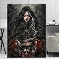 chilean painter vampire girl witch wall art home decor diamond painting mosaic diy full drill square cross stitch kit embroidery