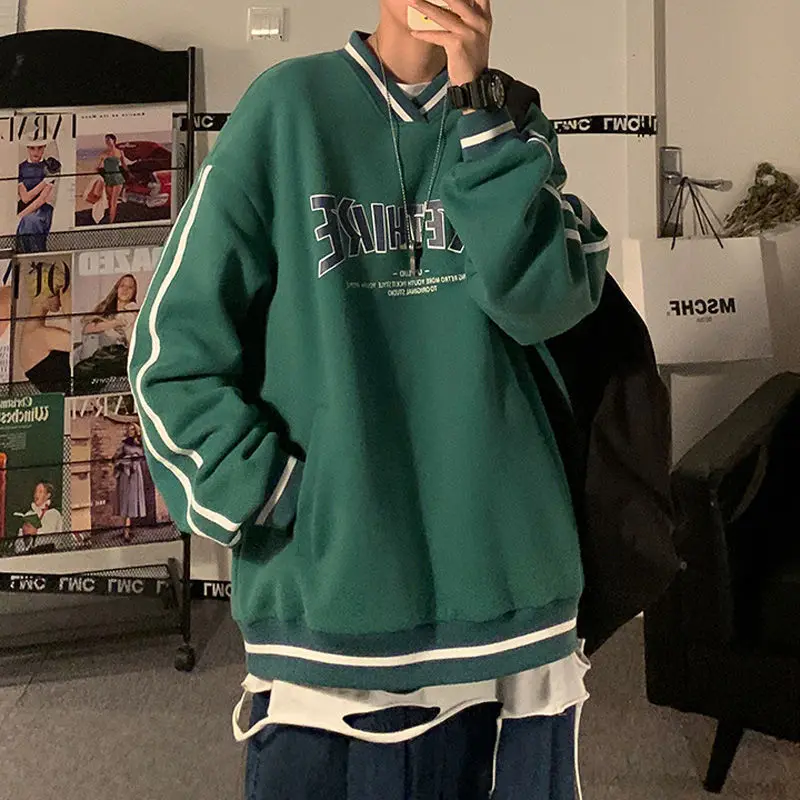 Американский винтажный брендовый свитшот с буквенным принтом Свободный