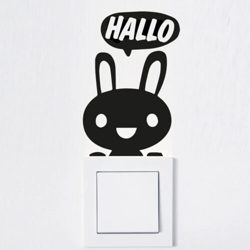 Наклейка s светильник ключатель света Hello стикер с зайчиком Наклейка Настенная тату розетка забавное животное наклейка на ноутбук наклейка ...