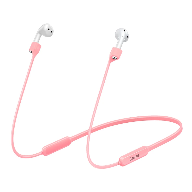 Baseus, силиконовый ремешок для Airpods 1/2, беспроводные наушники, спортивный Заушник, анти-потеря, веревка, гарнитура для Airpods, защитный шнурок - Цвет: Розовый