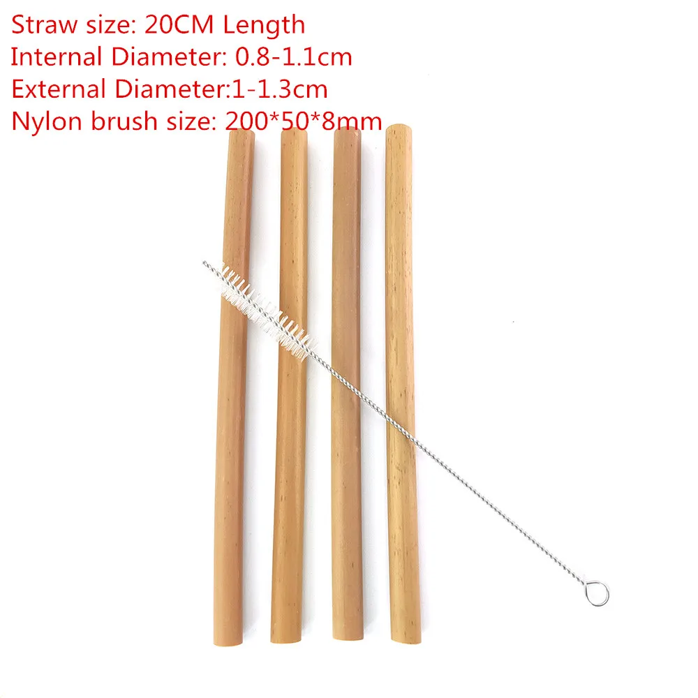 

4pcs Natural Bamboo Drinking Straw Biodegradable Bamboo Straws Reusable Straw Travelling Set with Cleaning Brush Sugarcane Straw