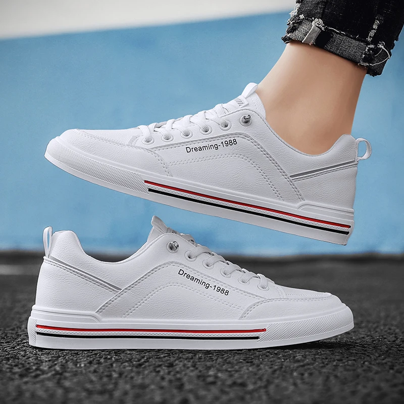 

Men Sneakers Breathable Skateboarding Shoes Outdoor Sport Comfortable Black White Flat Mens Shoes Skateboard Sneakers