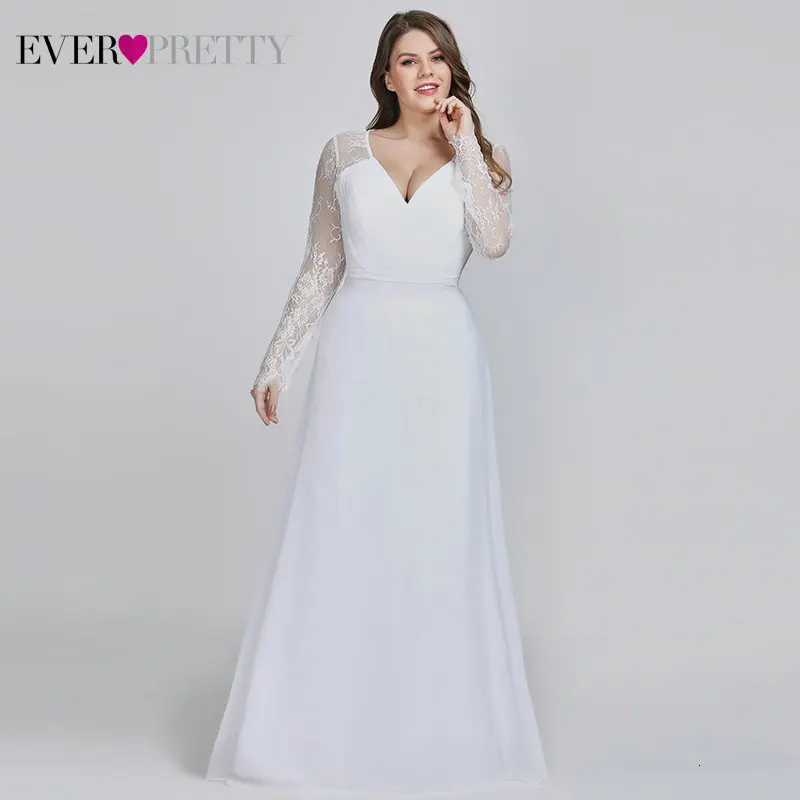 Женские кружевные вечерние платья Ever Pretty, вечерние наряды разных цветов, с V-образным вырезом, длинным рукавом, больших размеров, для выпускного вечера, вечеринки, EP08692, осень