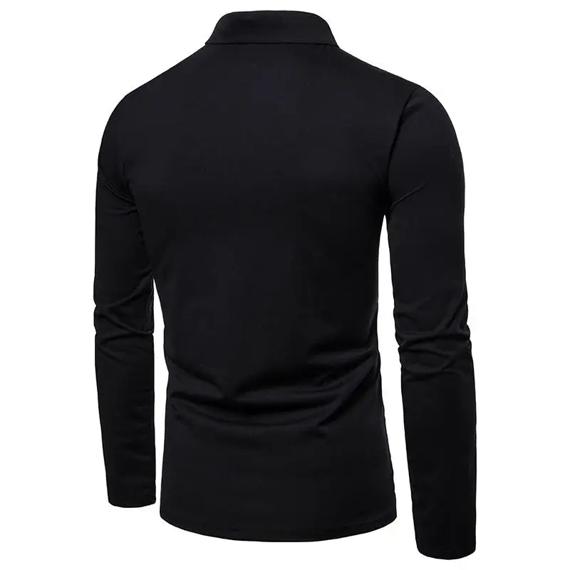 Повседневная официальная черная рубашка мужская с длинным рукавом деловая