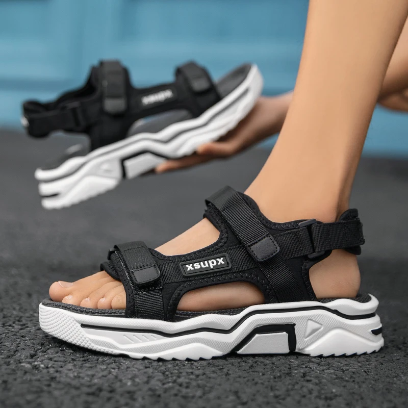 

Men Sandels Men Slides Sandals Korean Men's Leather Beach For Summer Fashion Shoes Slippers Mens Casual Sandal Sport