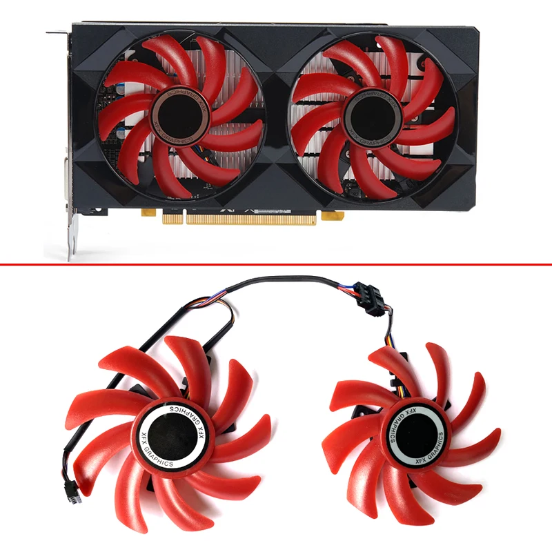 

Вентилятор для видеокарты XFX RX FDC10H12S9-C, RS R9 560, 390X, RX580, 2 шт.