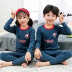 Осенняя хлопковая Пижама для младенцев, одежда для маленьких девочек с длинным рукавом, костюм с мультяшным рисунком, детская одежда, детские пижамы, одежда для сна для маленьких мальчиков