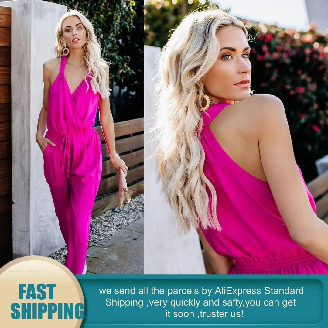 Новый женский s комбинезон длинные брюки v образный вырез Высокая талия черный