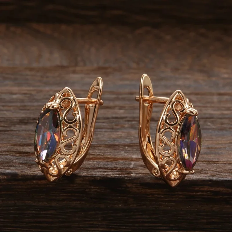 

Женские серьги из розового золота 585 пробы, с натуральным Цирконом