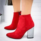 Женские ботинки до щиколотки 2021, модные замшевые кожаные ботинки, женская обувь на высоком каблуке и молнии, ботильоны для женщин, женская обувь