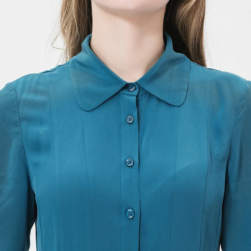 VOA 100% шелковое длинное платье для женщин базовая летняя рубашка платья с коротким