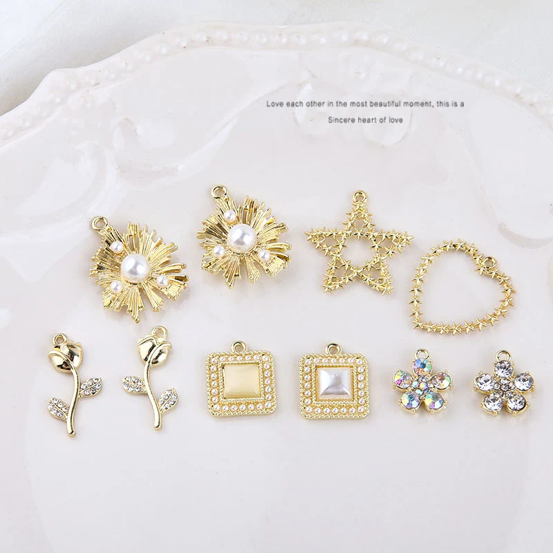 6 шт. жемчужные стразы роза Цветочная Подвеска для женщин и девушек квадратные