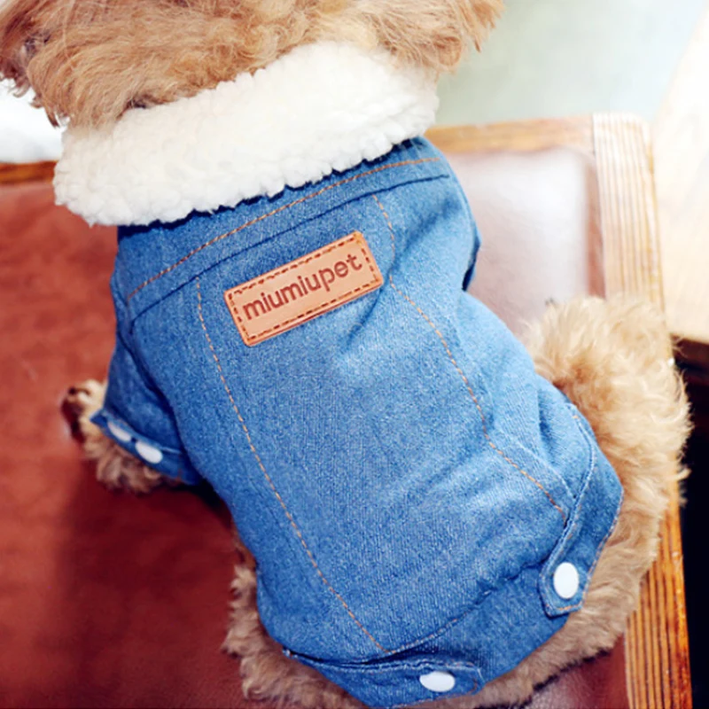 

Pet Dog Coat Clothes Warm Winter Dog Jacket Thickness Denim Jean Coat for Small Dogs Clothes Lovely Pet Jacket for Cats 40