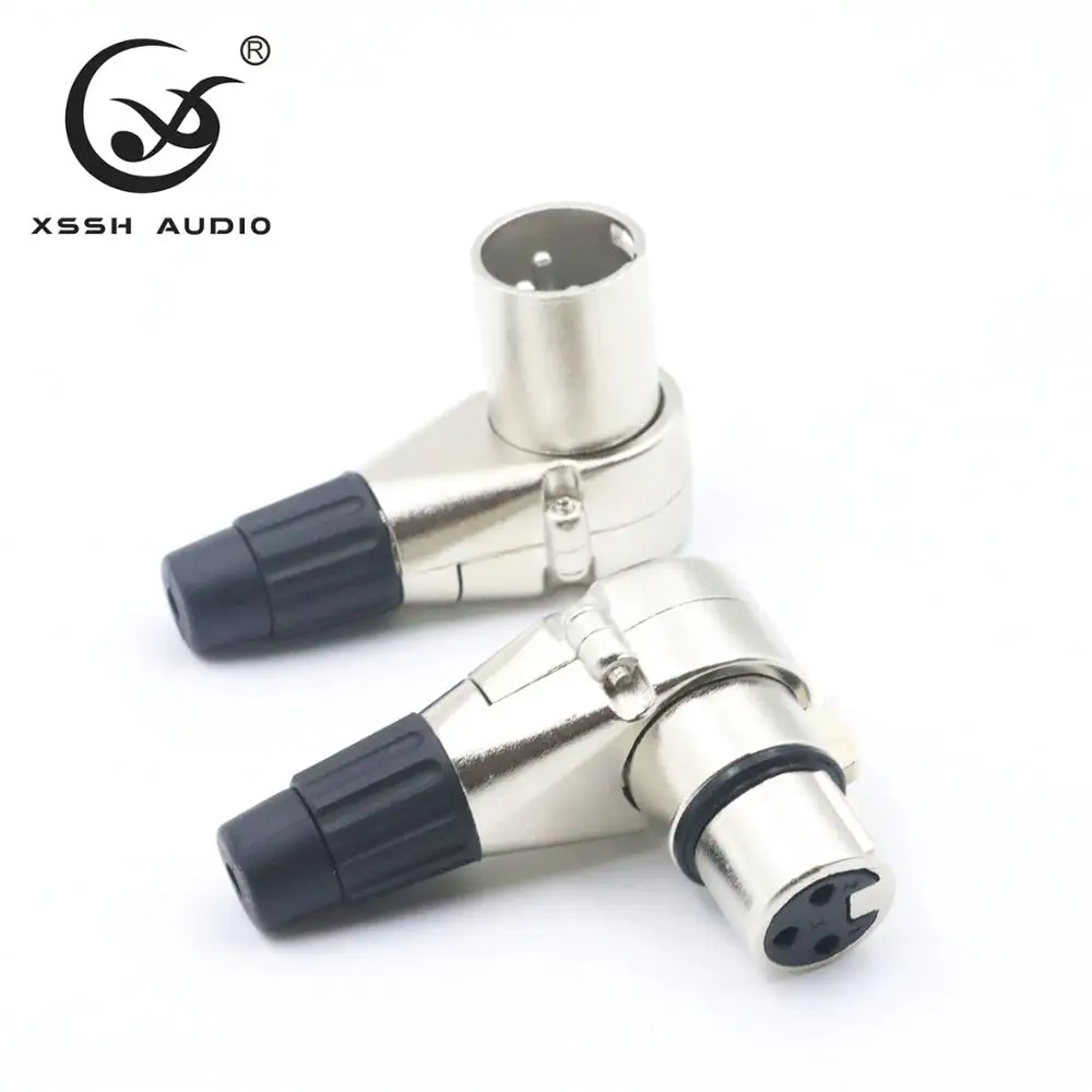 

Female Male XLR L Shape 90 Degrees Right-angled HIFI YIVO XSSH Audio Jack 3 Pins Connector Copper Plated Rhodium XLR Socket Jack