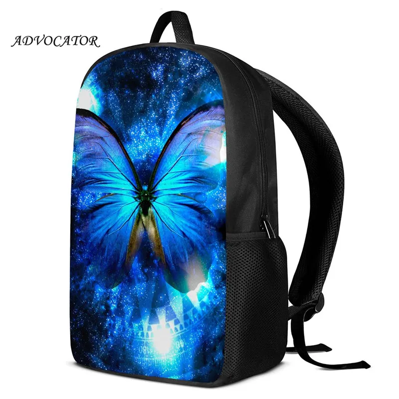 New Large Schoolbag Student School Backpack Blue Butterfly Printed Waterproof Primary School Book Bags for Teenage Girls Kids