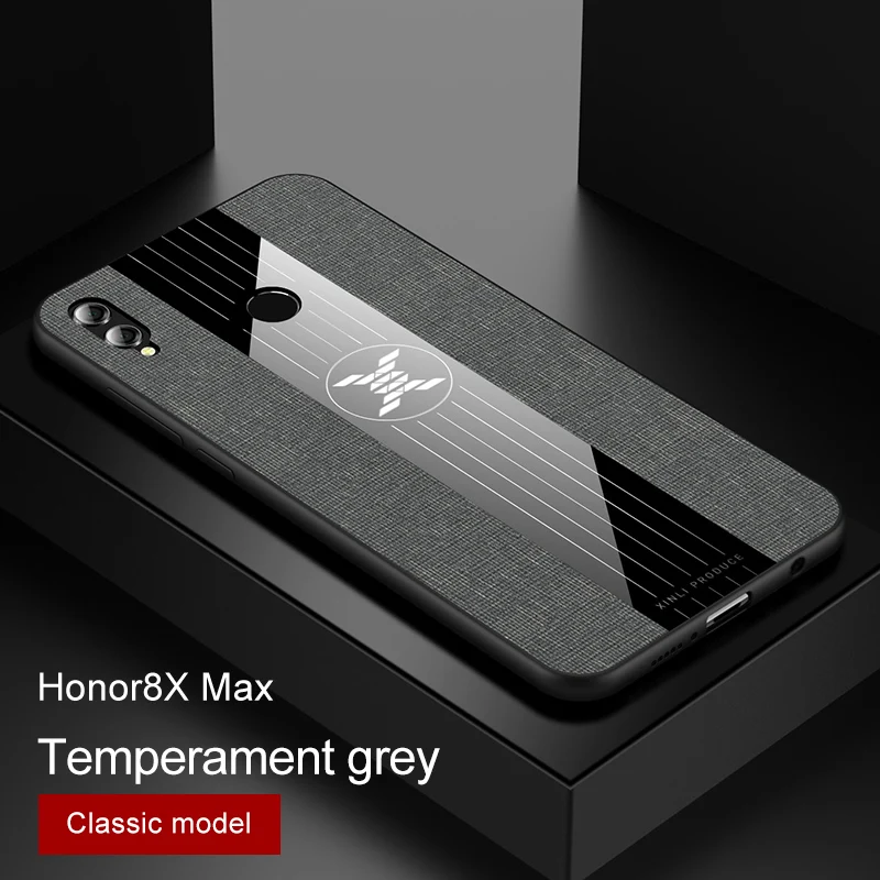 only grey case Для huawei honor 8X 7X 6X чехол Роскошный Жесткий тканевый с кольцом магнитный штатив тонкий защитный чехол для huawei honor 8X max honor 7x - Цвет: only grey case