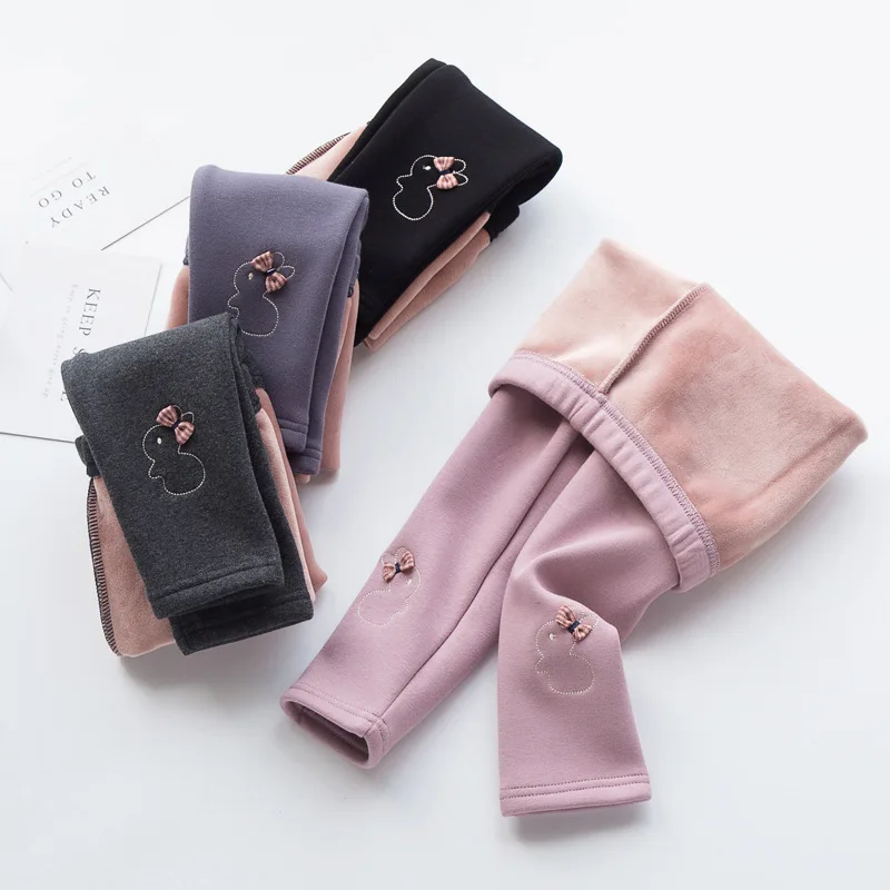 Леггинсы для маленьких девочек зимние детские плотные теплые длинные штаны