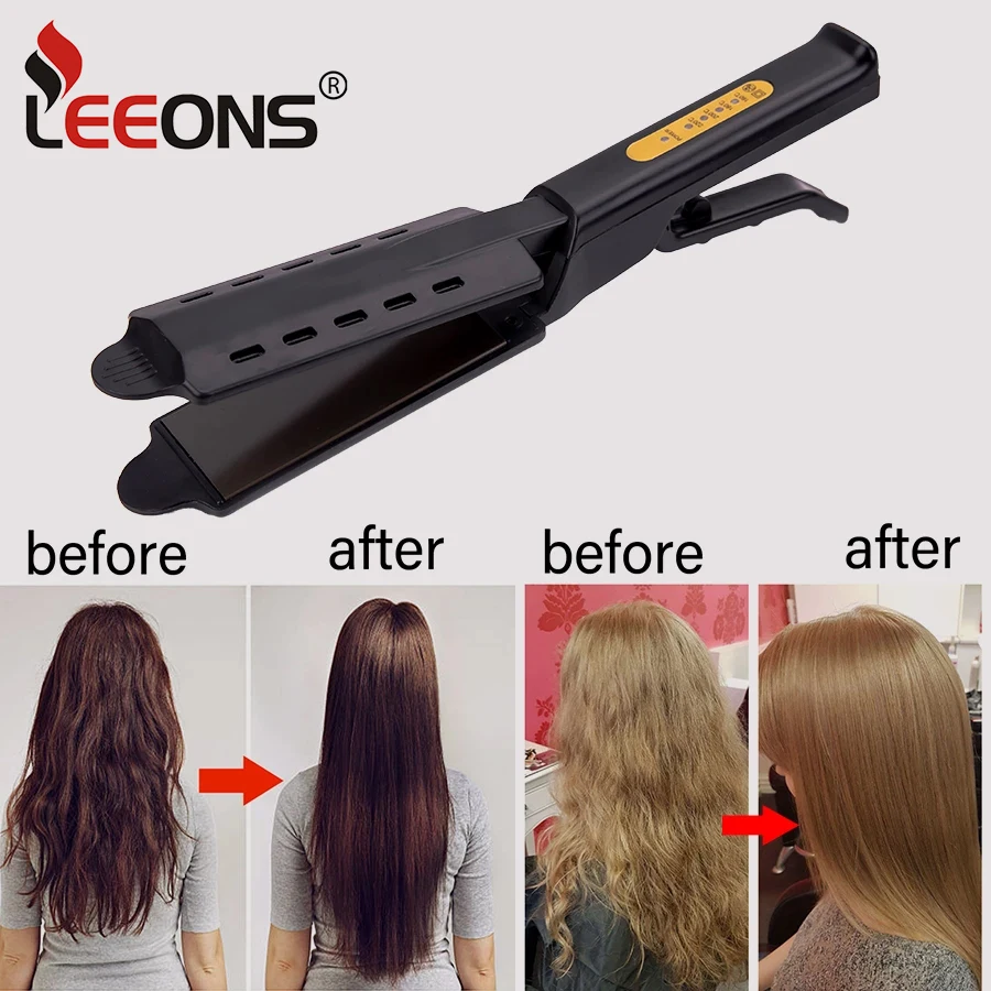Leeons Новый Профессиональный паровой выпрямитель для волос керамический плоский