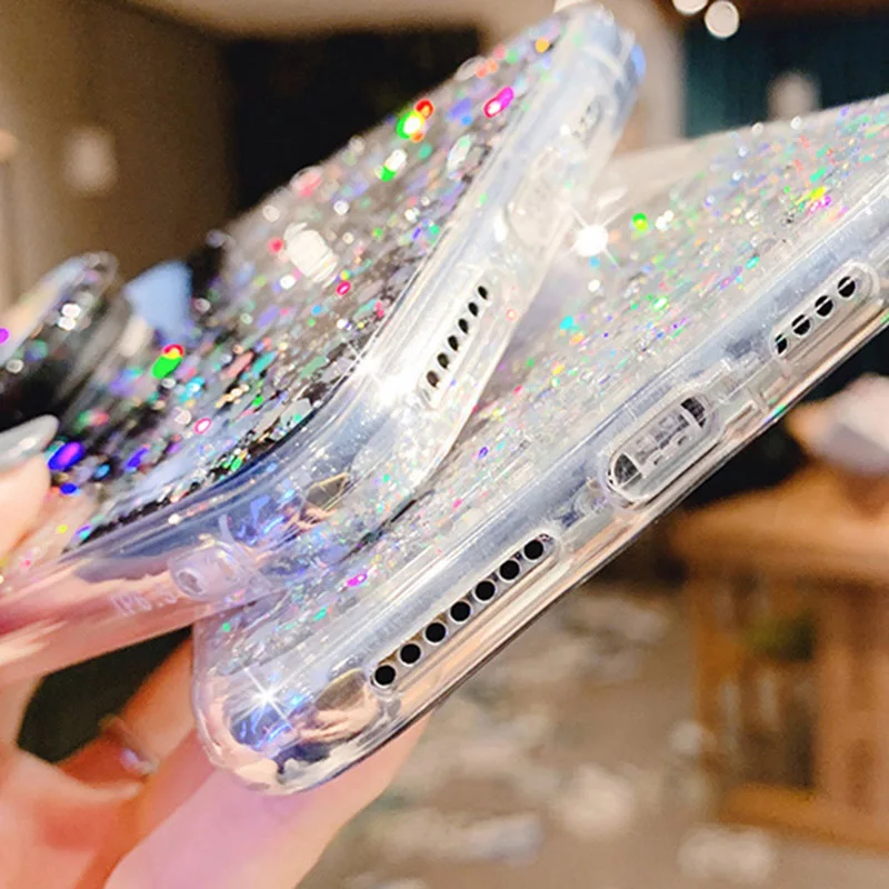 

Bling Cases For iPhone 12 Pro Max Case Silicon Glitter Holder Cover For Iphone 12 Mini 11 Pro Max XS XR X 6 6S 7 8 Plus SE Shell