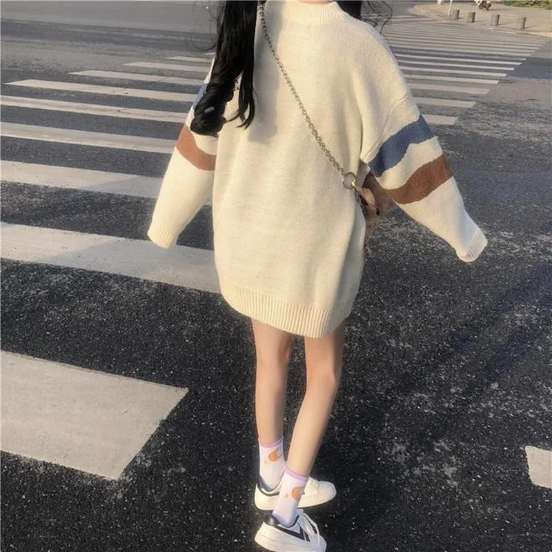 Knitting Sweater Women Cartoon Printed Cute Japanese Style Warm Soft Daily Streetwear Casual Comfortable Simple Womens Pullover | Женская