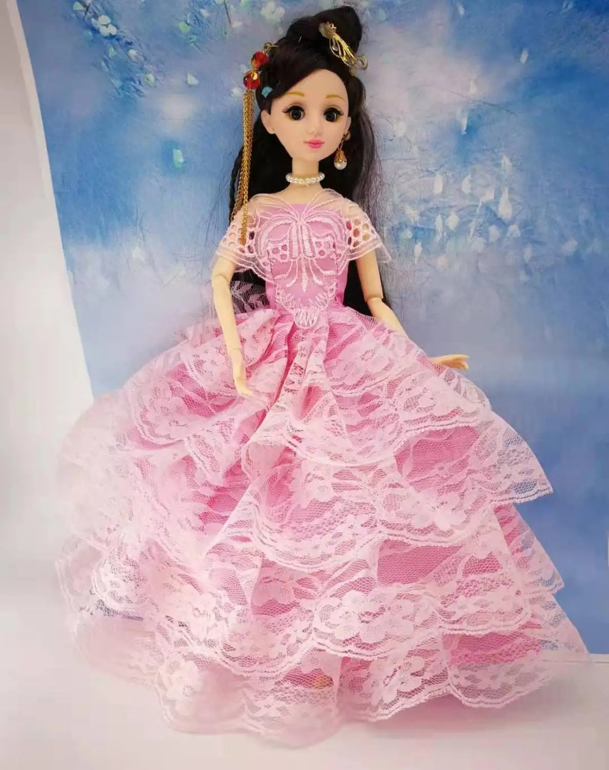 Кукольное платье принцессы официальная одежда ручной работы кружевное из тюля