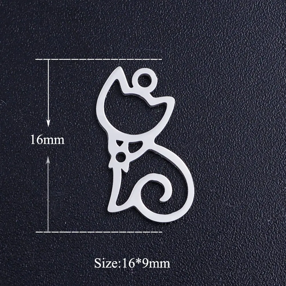 Cute Kitty Cat Stainless Steel Jewelry Pendant Charms - Pack of 5 | Wholesale | Never Rust | OEM Order Accepted | Necklace Making Supplies image 2