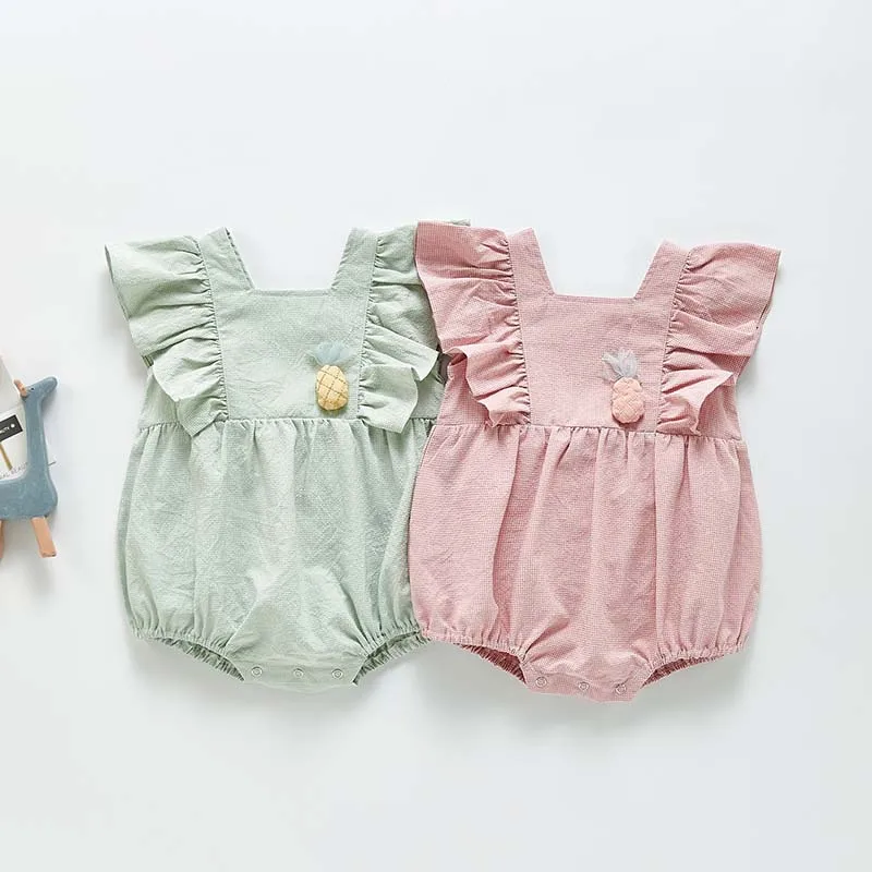 

Summer Baby Girls Clothes Baby Bodysuit Cute Lattice Triangle Jumpsuit Infant Baby One-piece Outfits