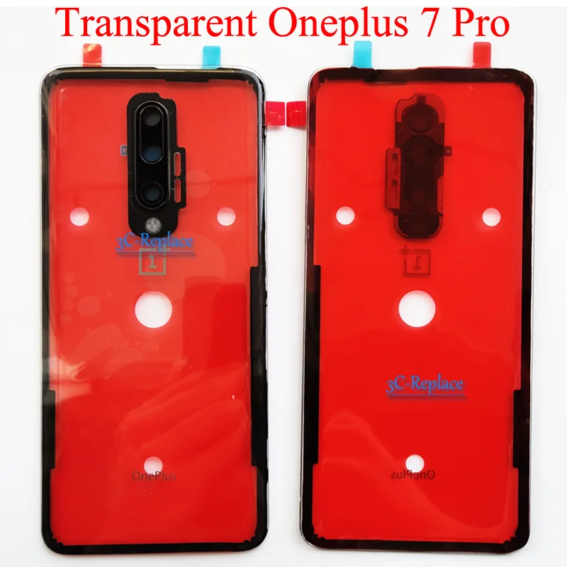Transparent 7 Pro Для Oneplus X 2, 3, 3 T, 5, 5, 6, 6 T, 7 Global задняя крышка батарейного отсека, корпус, чехол, Задние стекла, запчасти One plus 1+ 7 PRO GM1910, GM1911 - Цвет: Transparent 7 Pro