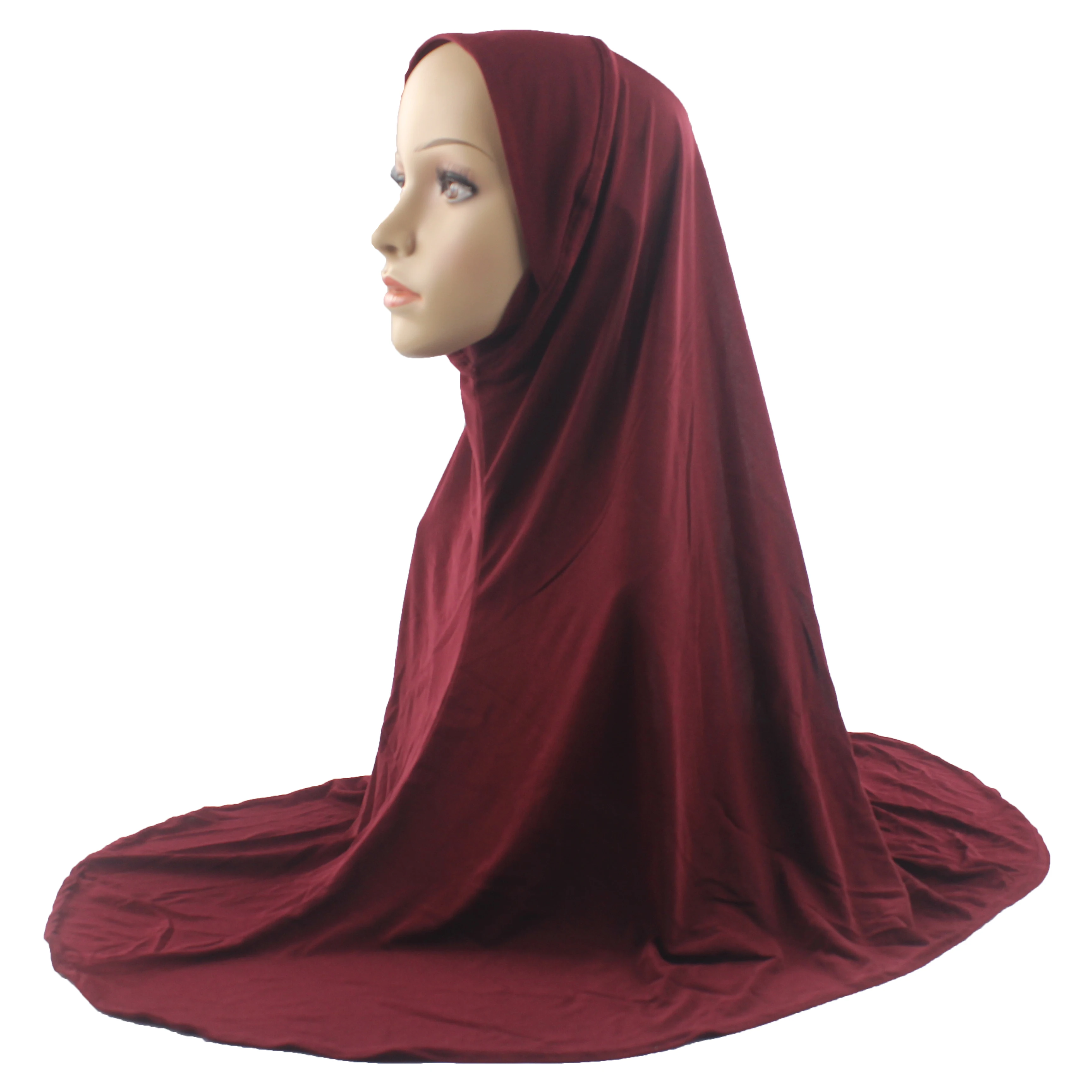 

Muslim Woman Girls Hijab Islamic Hijab Scarf One Piece Amira Fashion Solid Color Soft and Stretch Material Wholesale