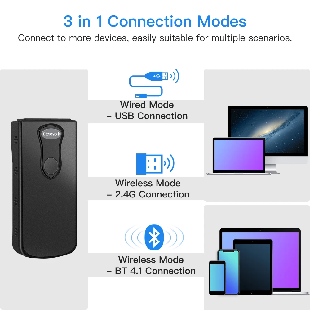 Eyoyo EY 014 портативный 3 в 1 считыватель штрих кодов CCD Bluetooth 2D сканер кода