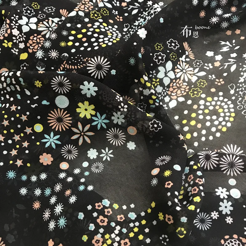 

One meter summer new Chiffon tissu Small floral print fabric Fashion dress top clothing patchwork
