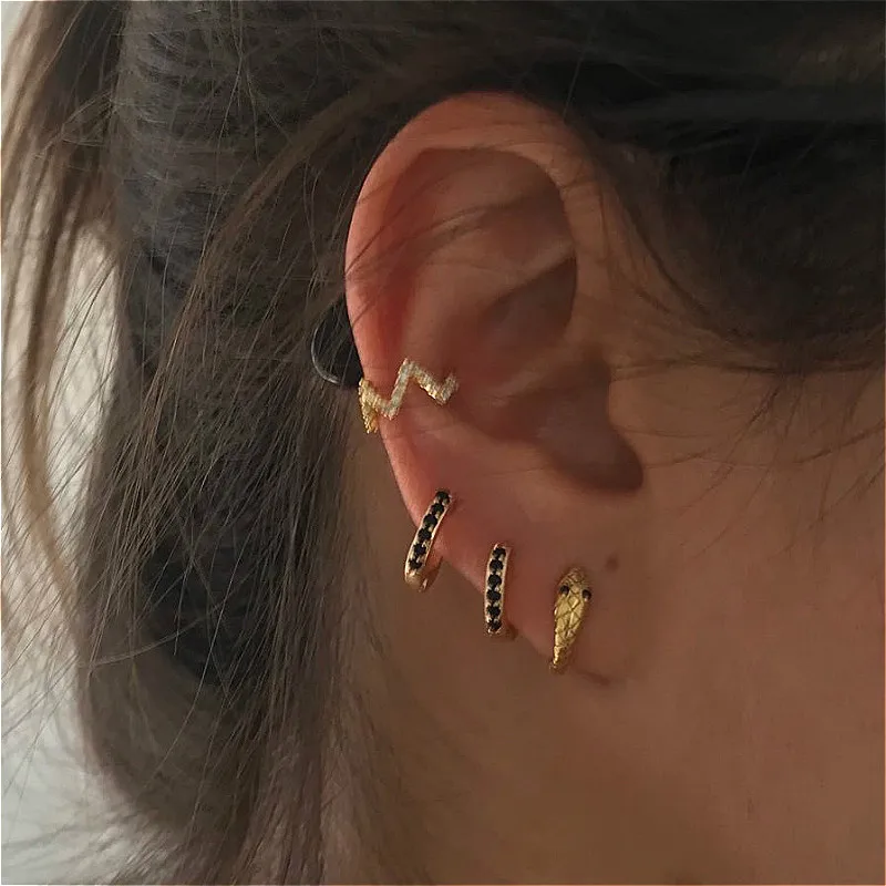 

2020 Hot Selling Women's Unique Hoop Earrings Punk Wind Snake Earrings Crystal Earrings for Women Wedding Jewelry Wholesale