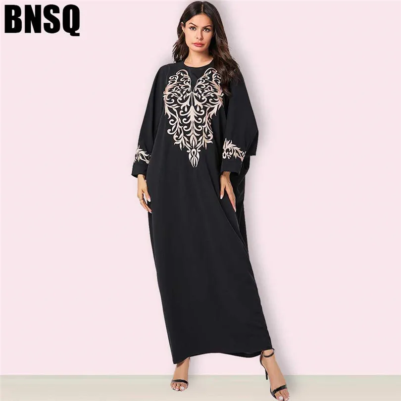 Черное Абая кафтан Дубай мусульманское платье турецкая исламская одежда для