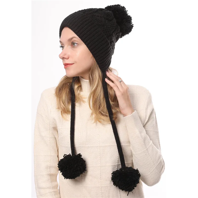 Женская зимняя теплая шапка для девочек Элегантная Дамская вязаная крючком