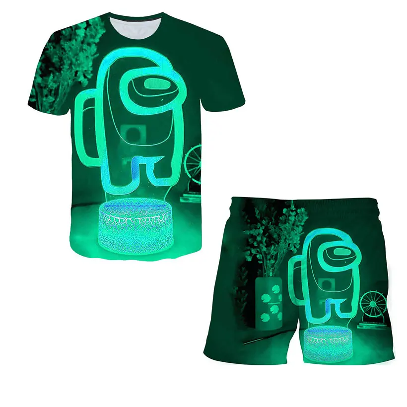 

Summer New Style 3D Printing Baby Clothes Suit Between Us Children Fashion Boy Girl Cartoon T-shirt Shorts 2-Piece Kids Sportswe