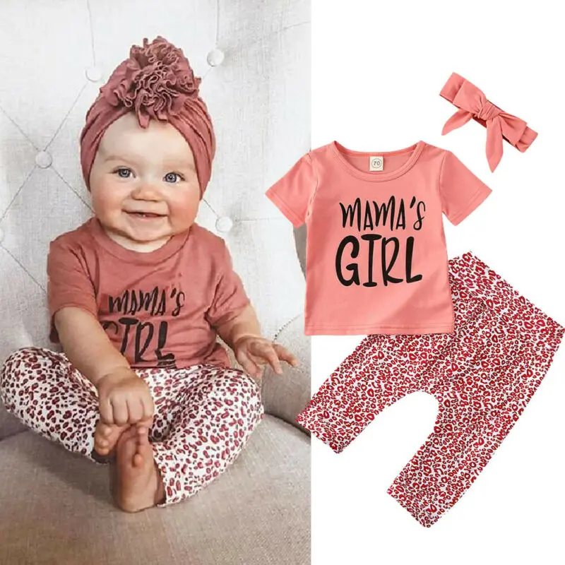 Топы для новорожденных младенцев маленьких девочек футболка мамы леггинсы