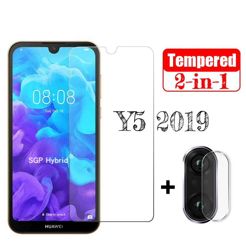 Закаленное стекло 2 в 1 2.5D 9H для Huawei Y5 2019 Защита экрана huawei y5 Y 5 y Фотокамера