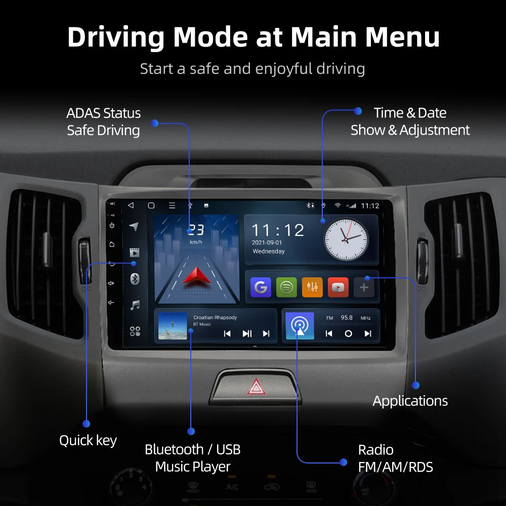 Автомагнитола ISUDAR T68 QLED Android 10 для KIA Sportage 2010 2011 2012 2013-2016 GPS Автомобильный