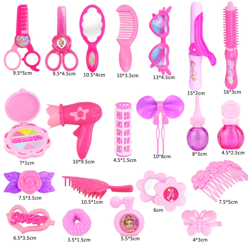 

24-32PCS Pretend Play Kid Make Up Toys Pink Makeup Set Princess Hairdressing Simulation Plastic Toy For Girls Dressing Cosmetic