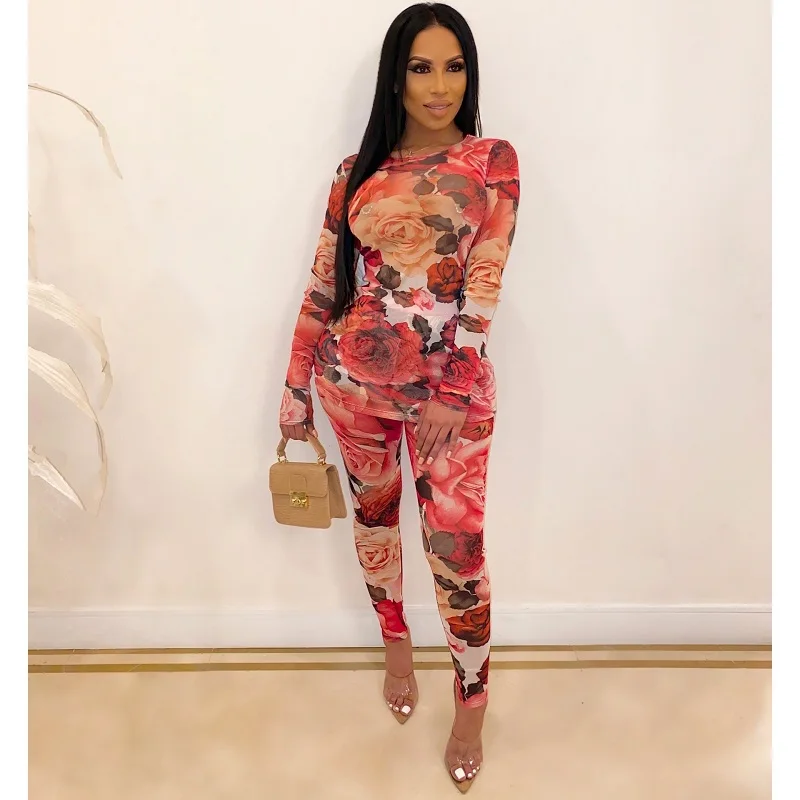 Красивый стильный комплект из 2 предметов с принтом Женский Топ круглым вырезом и