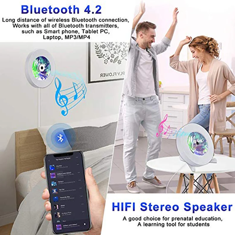 QPLOVE CD dvd плеер настенный светодиодный с экраном Bluetooth 4 2 USB флеш накопитель HDMI AV
